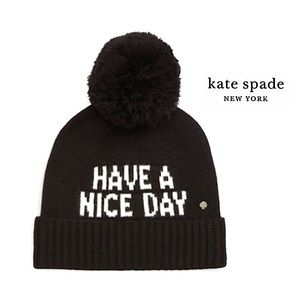 NWT kate spade Have A Nice Day Pompom Beanie Hat